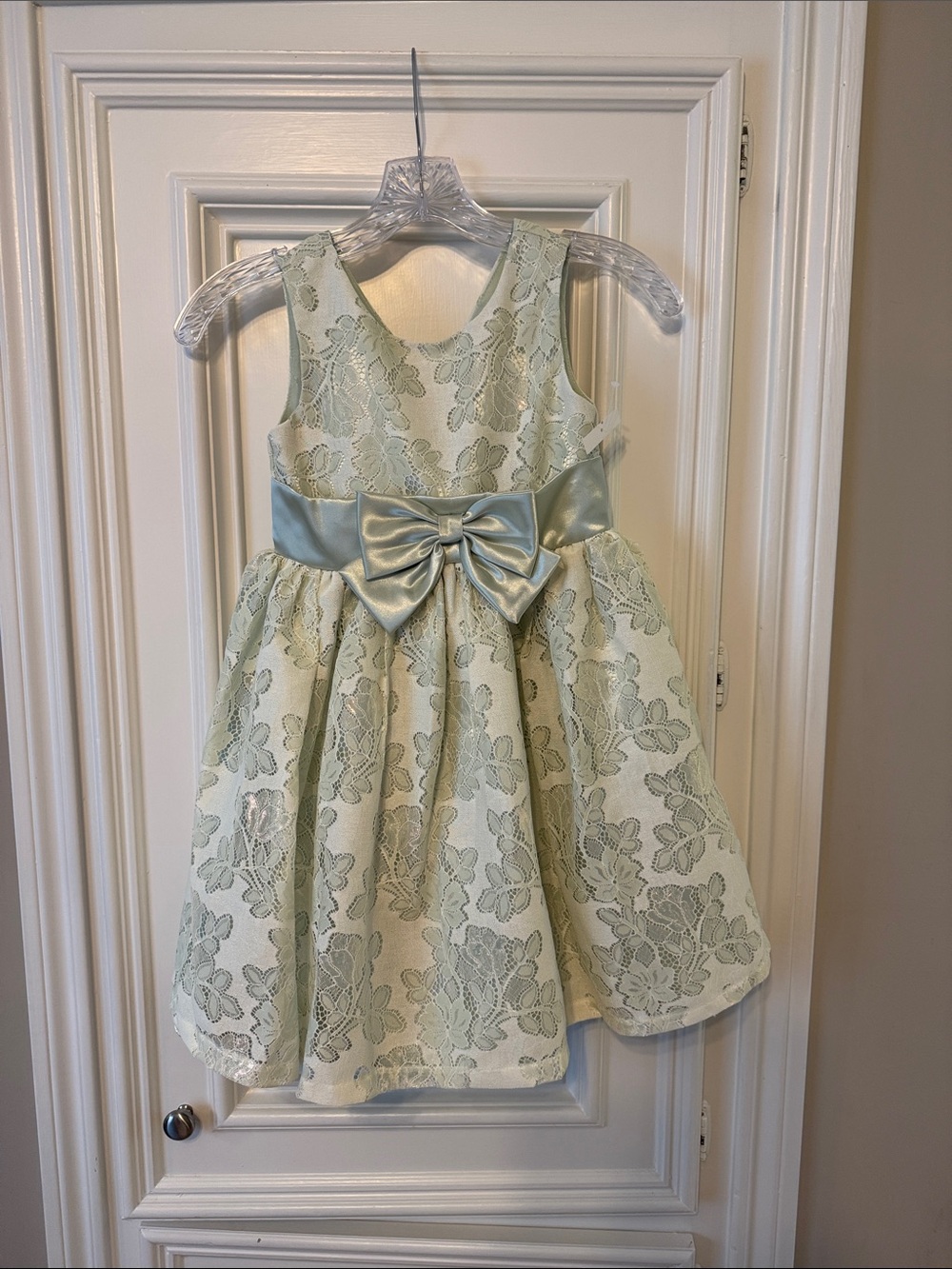 Bonnie Jean Girls' Mint Lace Bow Party Dress